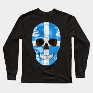 Martinique Flag Skull - Gift for Martiniquais With Roots From Martinique Long Sleeve T-Shirt